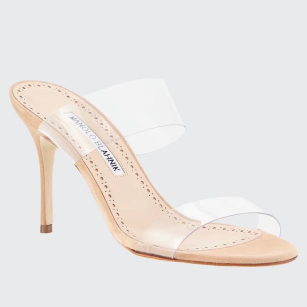 Manolo Blahnik "Scolto" suede sandal PVC slide